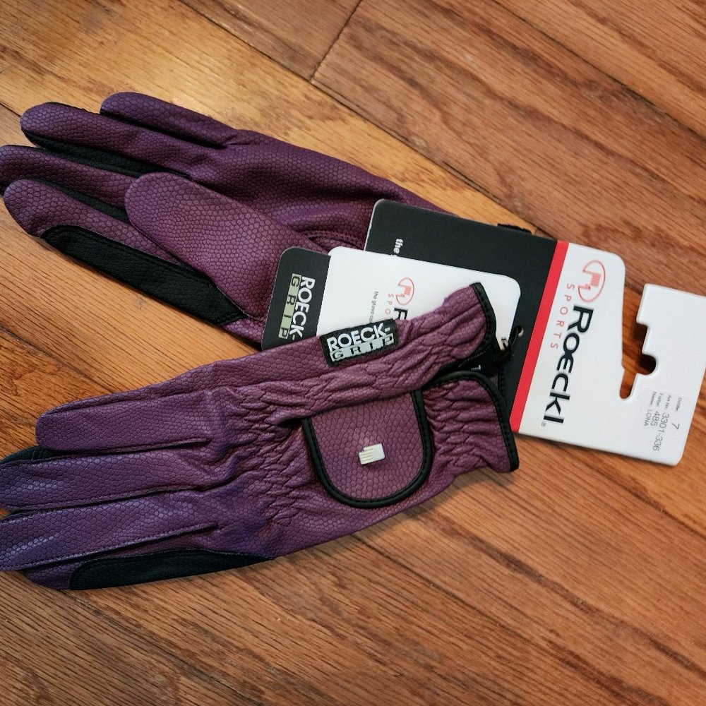 Roeckl size 7 plum summer riding gloves NWT